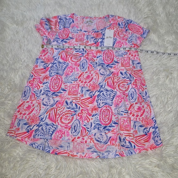 NWT Lilly Pulitzer Etta Scoop Neck Top "Lil Sun Sea Sand" - Picture 9 of 11